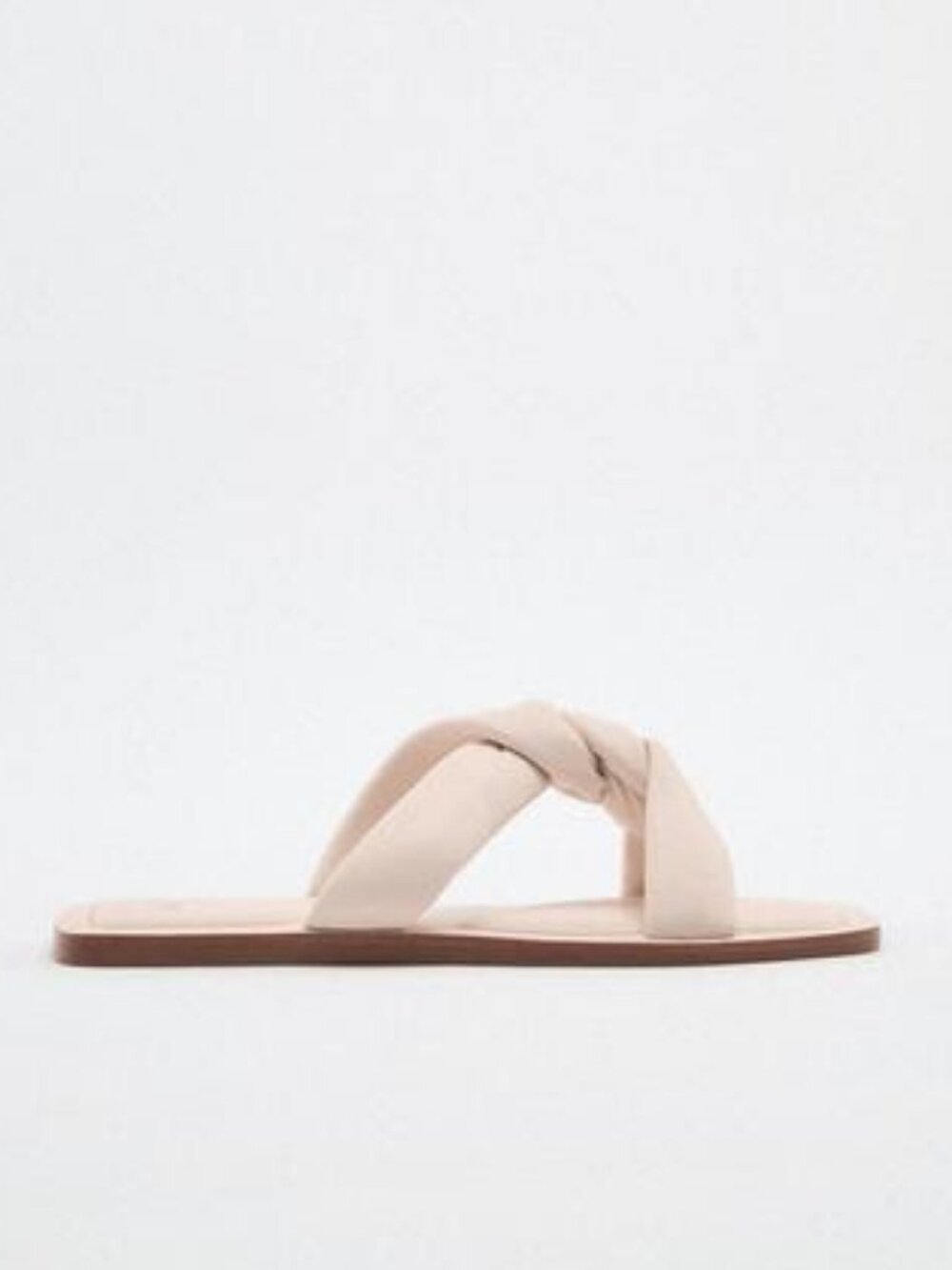Zara Woven Off-White Leather Flats